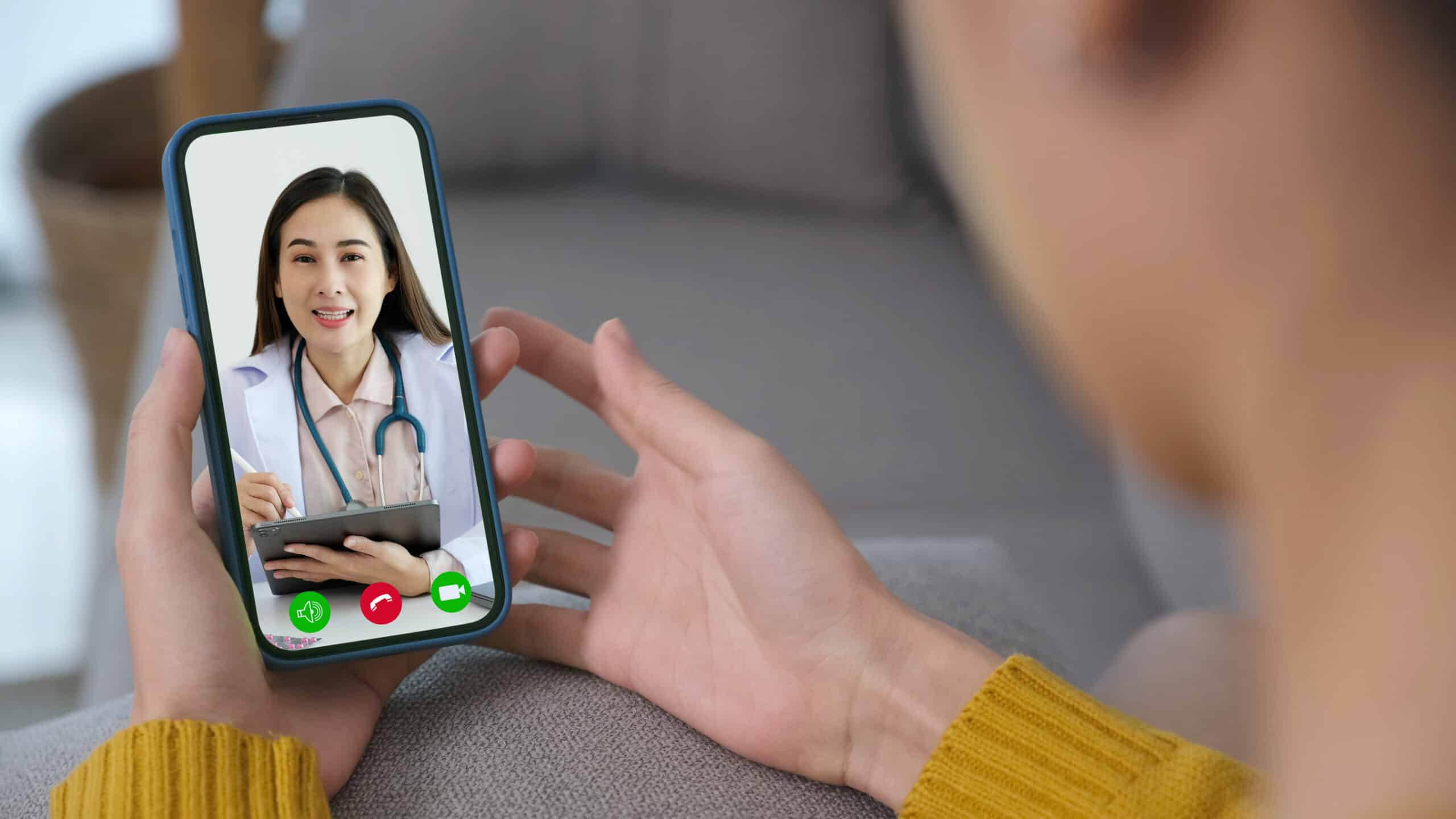 Asian woman patient make video call counseling doctor about healthcare by mobile phone, Telemedicine, Pharmacist