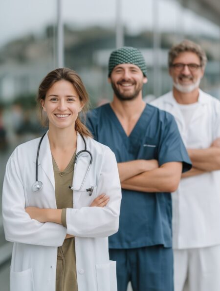 portrait of smiling medical team portrait of smiling medical team